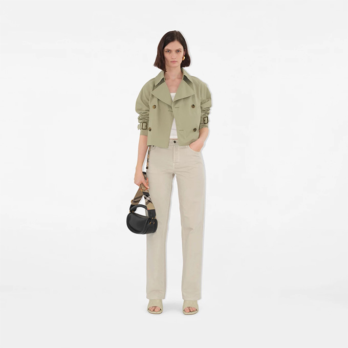 burberry cropped cotton blend trench jacket